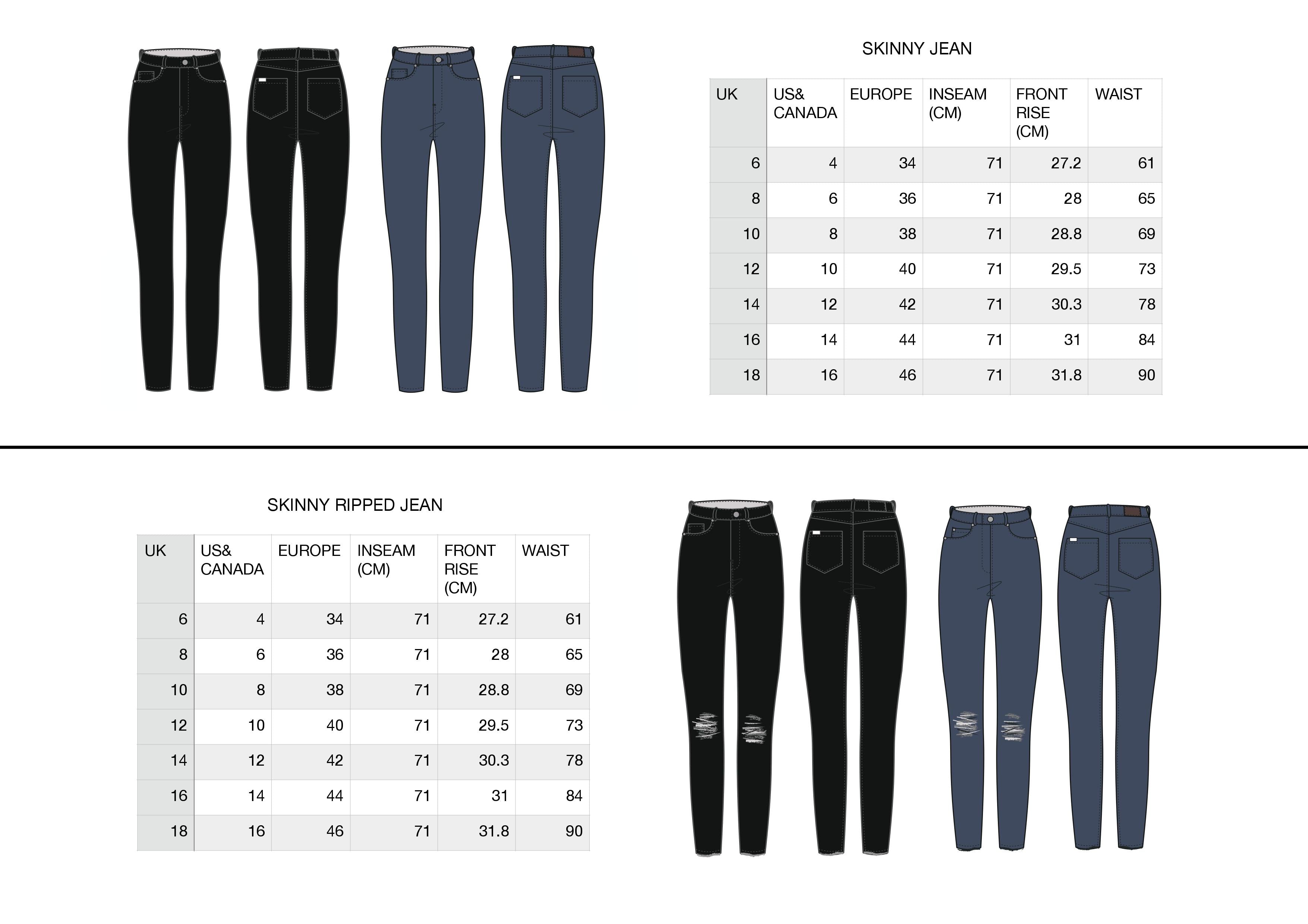 jeans rise chart