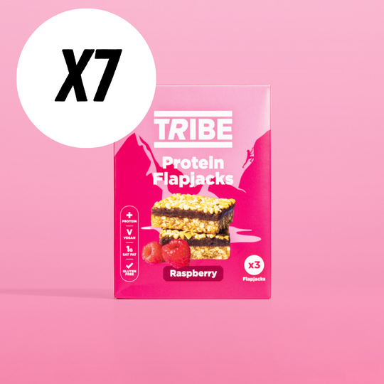 Tribe Raspberry Protein Flapjacks (3 x 38g Multipack) - Case of 7 Image 1