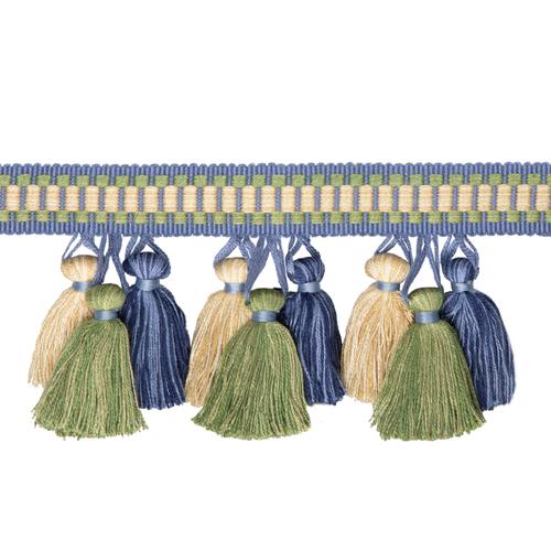 2 COLORS / SELLA 2.5 Teal Blue Brown Gold Tassel Fringe Trim / By The Yard