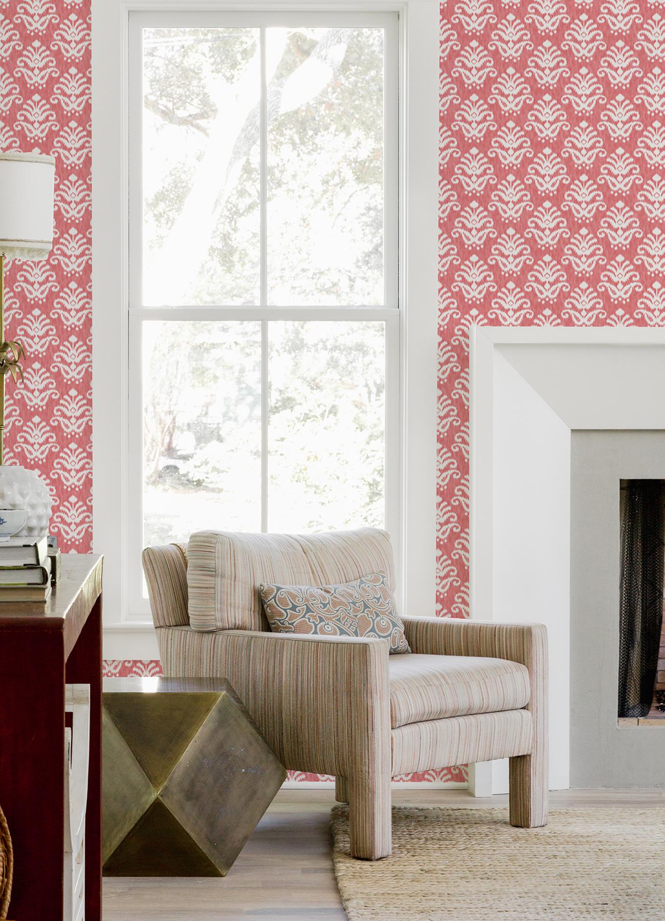 A-Street Prints Keaton Medallion Coral Wallpaper | DecoratorsBest