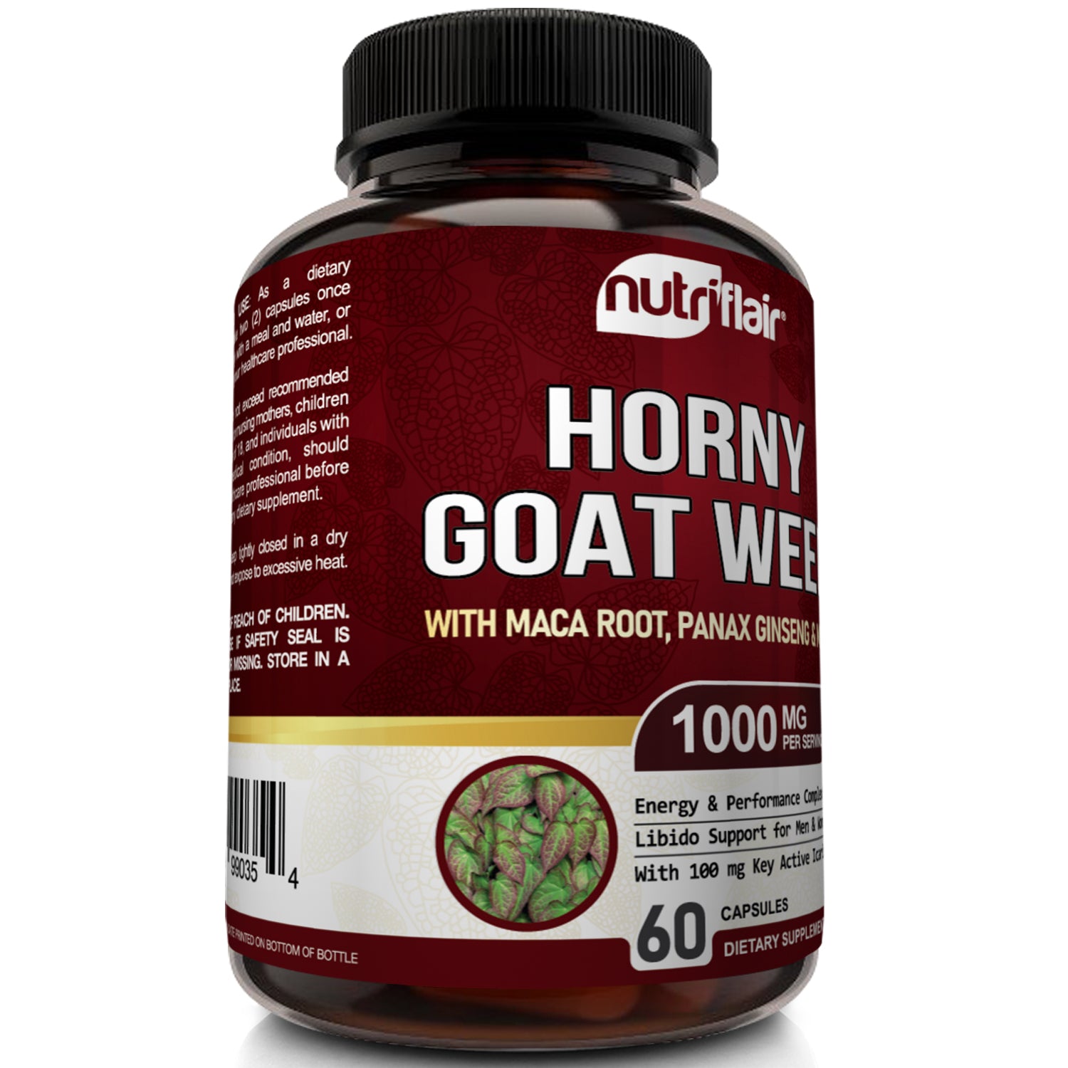 Horny Goat Weed 1000mg With Maca Root 60 Capsules Nutriflair 8220