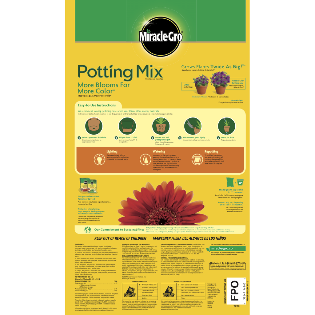 Miracle Gro Potting Mix Oakland Nursery Inc