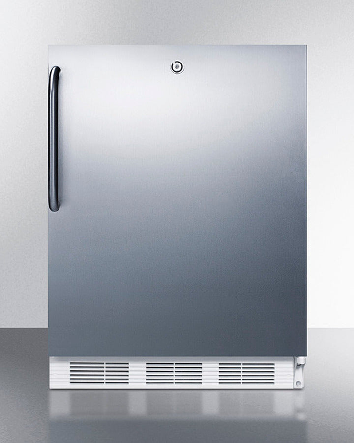 Accucold 24" Wide Built-In All-Refrigerator with Front Lock and Stainless Steel Exterior - FF7LWCSS