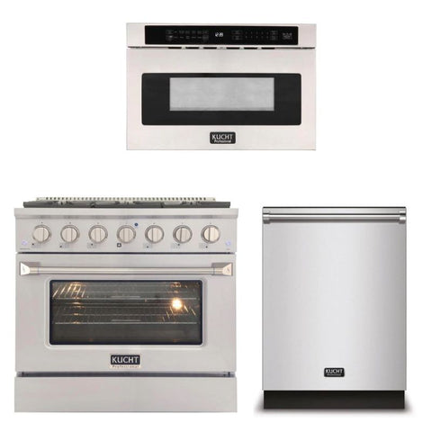 Kucht Appliance Package Professional 48 in. 6.7 cu ft. Natural Gas Range, Microwave Drawer & Dishwasher, KMD24S-KNG-481