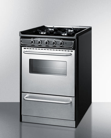 Summit 20" Wide Gas Range, Open Burners