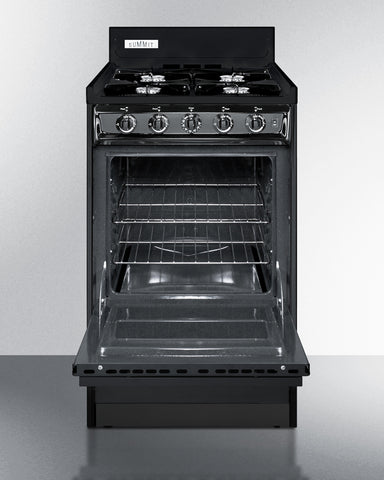 Summit 20" Wide Gas Range, Open Burners