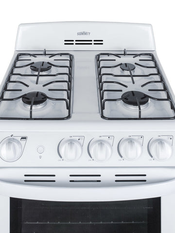 Summit 24" Wide Gas Range in White with Sealed Burners and Oven Window