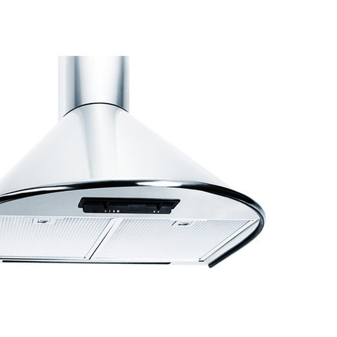 Summit 24" Wide Wall-Mounted Range Hood in Stainless Steel with Curved Canopy