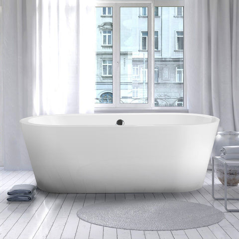 Vinnova Melania Freestanding Soaking Bathtub in White