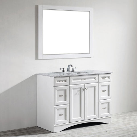 Vinnova Naples 48" Vanity in White with Carrara White Marble Countertop