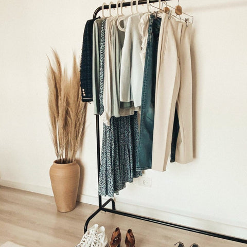 Clothing rack with minimalist clothes