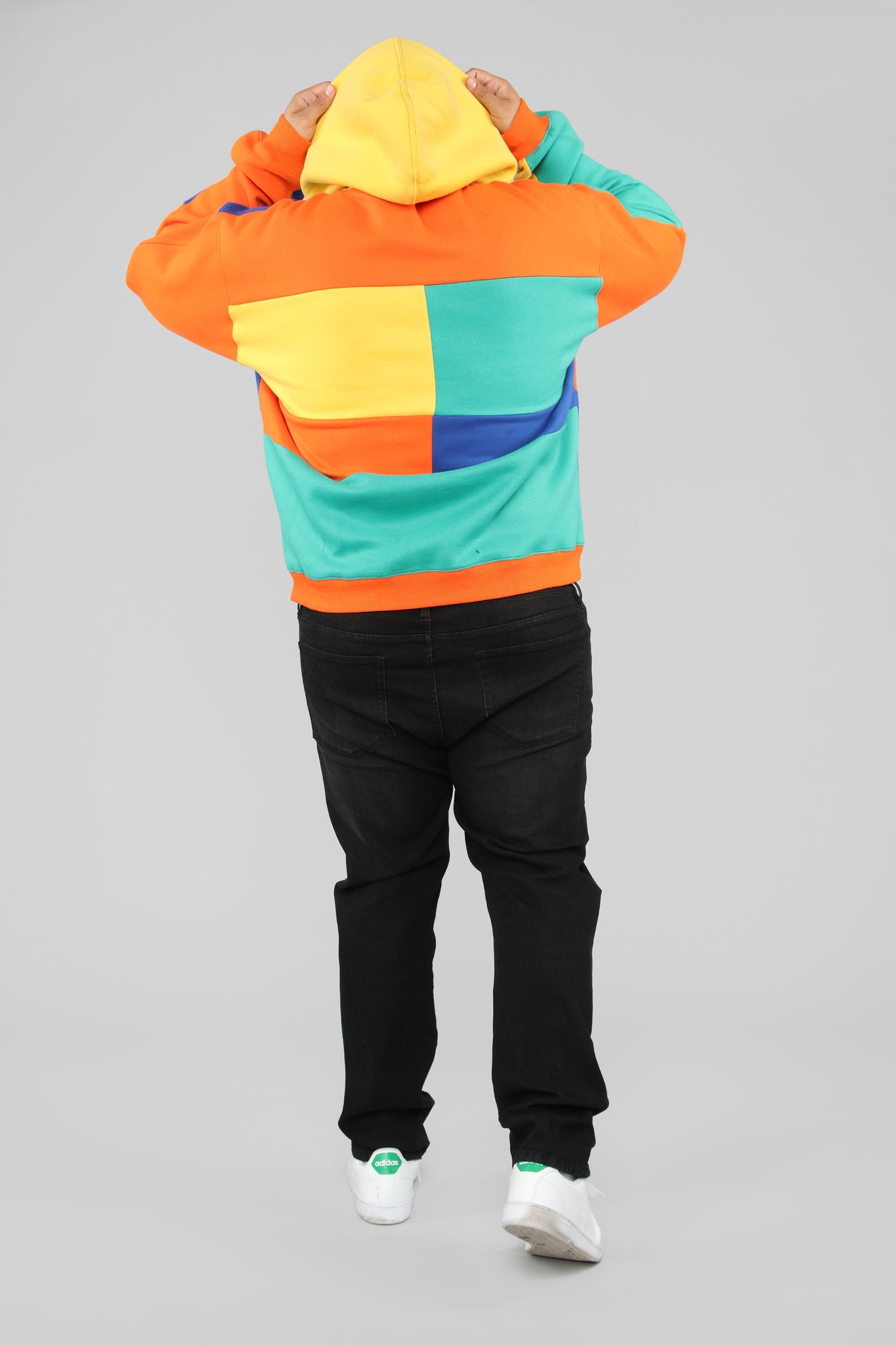 80s color block hoodie