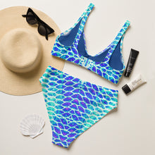 Load image into Gallery viewer, Blue Fish Scale Recycled high-waisted bikini XS - 3XL