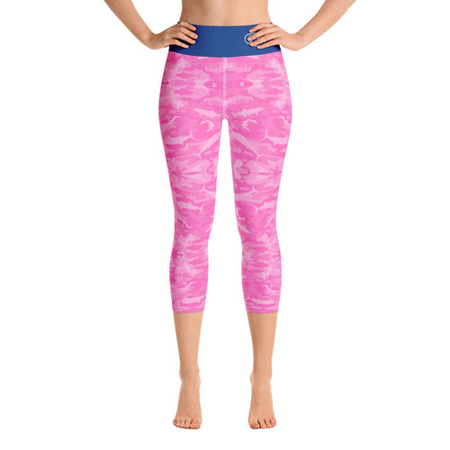 Pink Saltwater Camo Yoga Capri Leggings