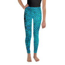 Load image into Gallery viewer, Mermaid Teals Youth Leggings