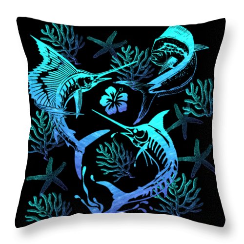 Marlin, Mahi, And Sailfish Blues - Throw Pillow