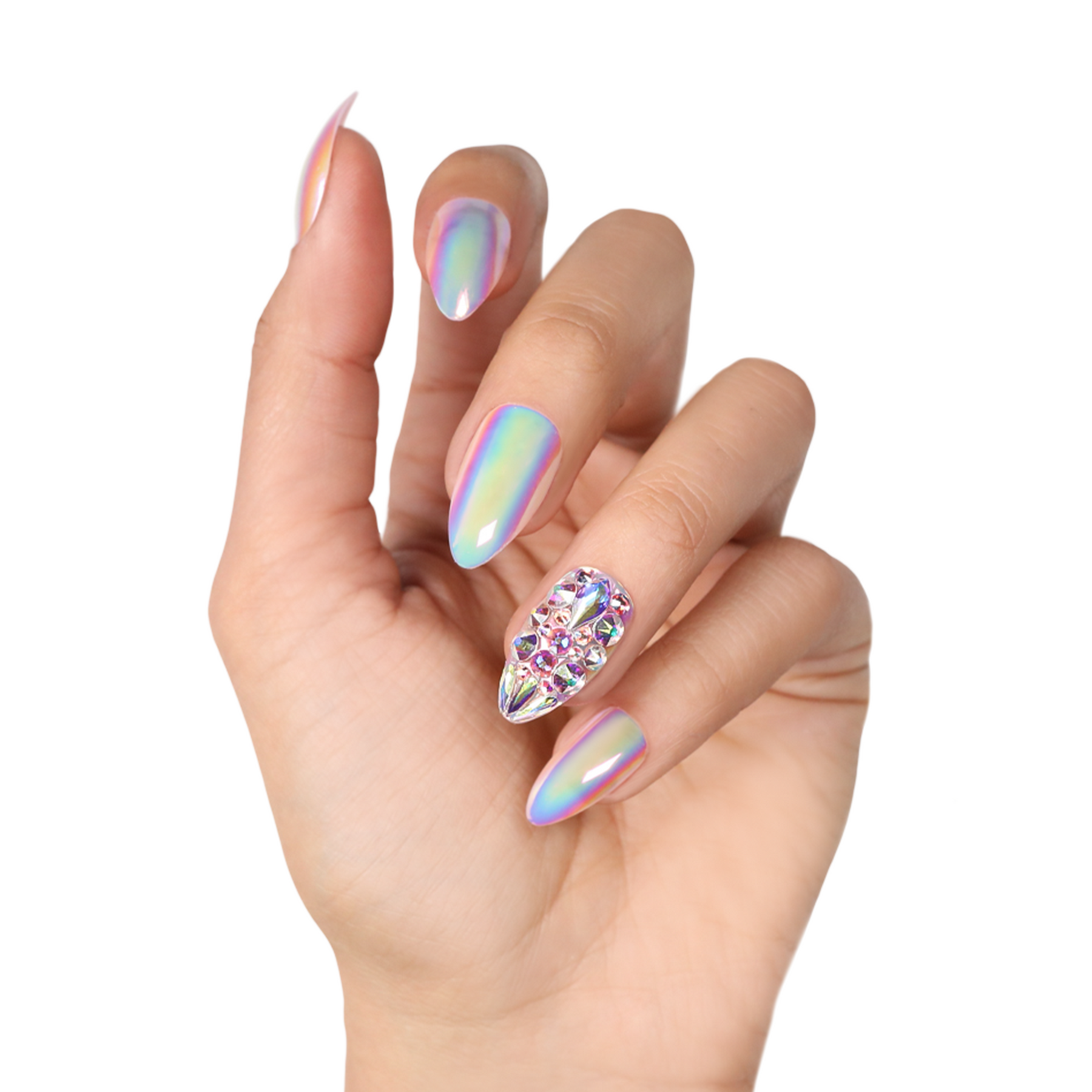 Marmalade Ice Queen | Iridescent Press-on Nails With Crystal Accents ...