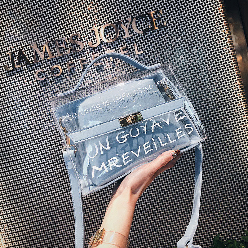 blue transparent bag