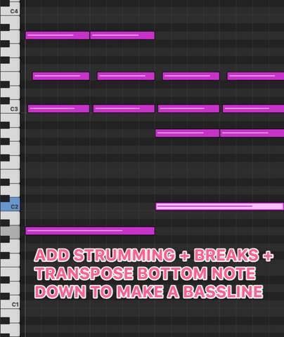 MIDI CHord With Strumming, Bassline, Octave Change, and Breaks