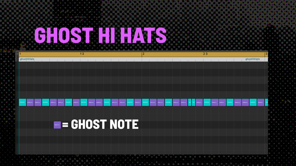 Drill Hi Hat pattern with ghost notes filled in throughout