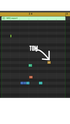 the midi drum fill pattern described in this post with the tom drum called out