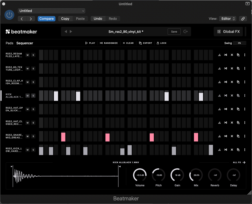 BoomBap beat in Beatmaker using the BoomBap MIDI Drum Guide