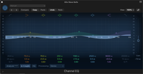 A screenshot of the EQ app in Apple's Logic