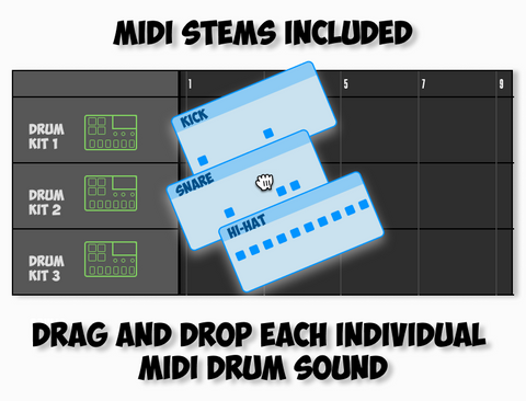 drag and drop midi stems