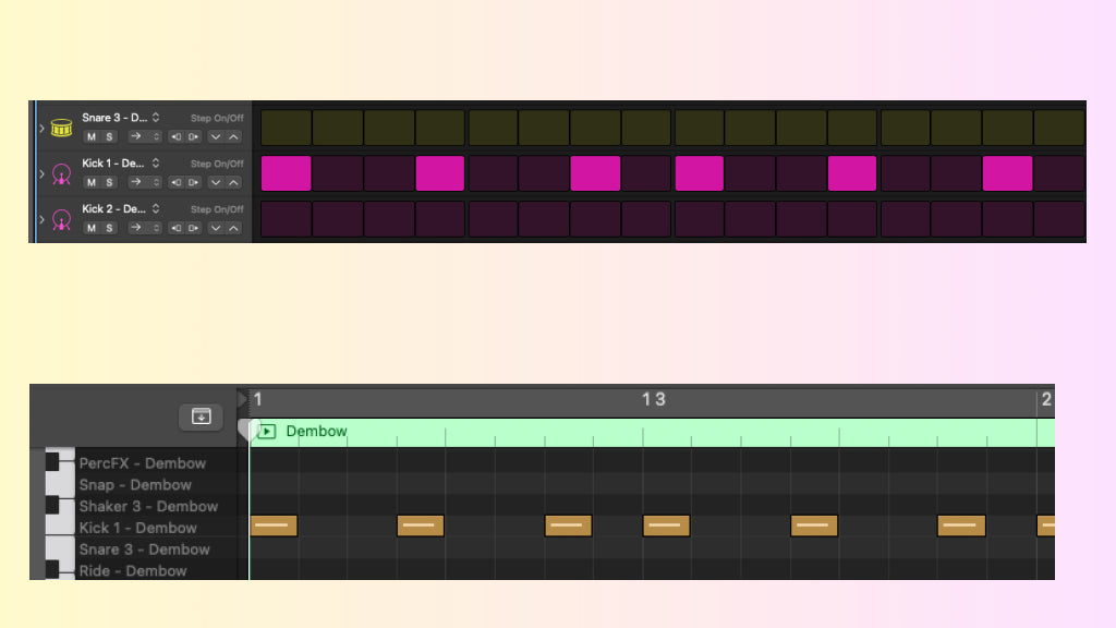 Core Reggaeton Drum Pattern programmed into a Drum Sequencer and MIDI