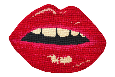sculpted red lips pillow