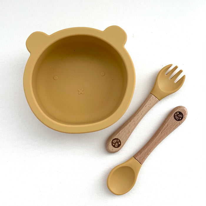 Baby Suction Bowl and Spoon Set - Sage, Simka Rose