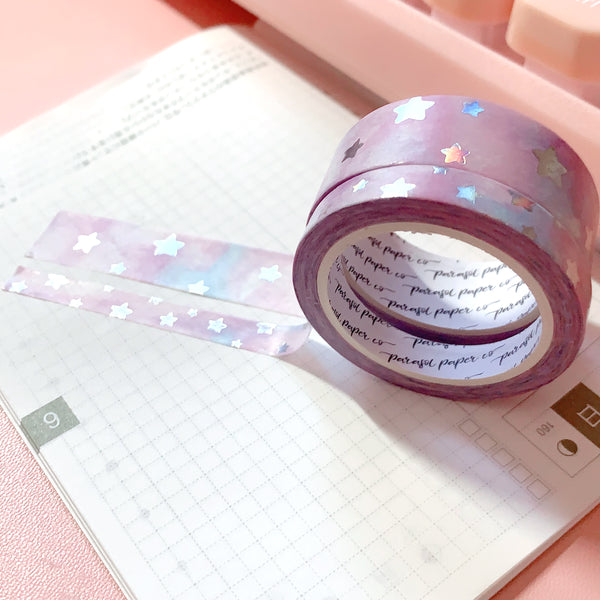 Washi Tape - 15mm/7mm Galactic Moonlight Foiled Washi Tape Set – Parasol  Paper Co