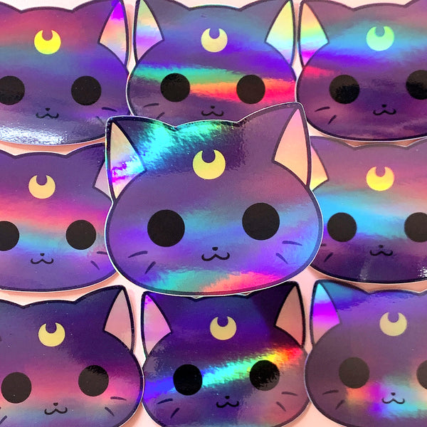 [WATERPROOF] Holographic Sailor Moon Luna Cat Head Vinyl Decal