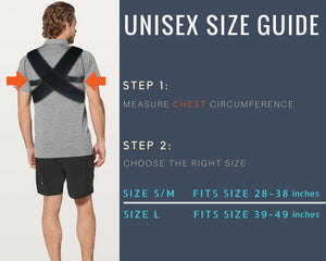 Size guide of upper back brace for men 