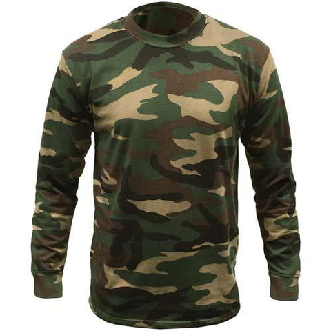 Woodland Camouflage Long Sleeve T Shirt - ek Wholesale – Game Technical ...