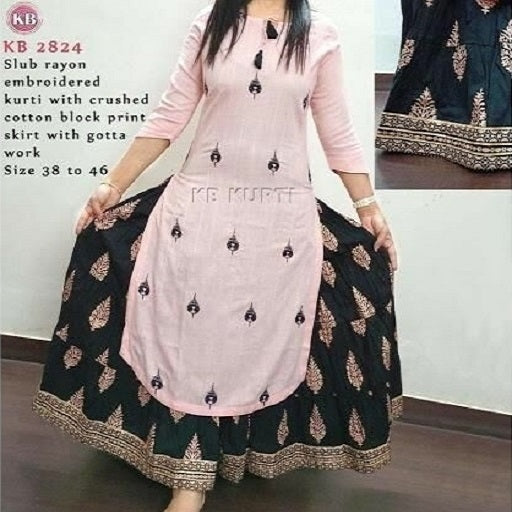 Regular Stitched Rayon Cotton Printed Skirt Suit, Size: XL at Rs 899/set in  Raigad