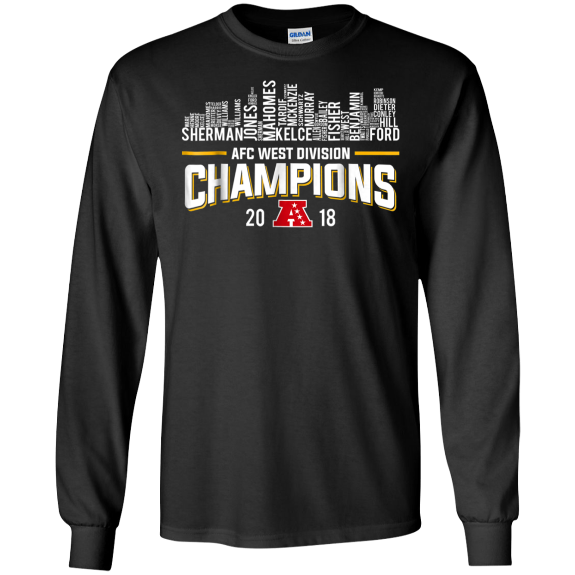 Kansas City Chefs Afc West Division Champions 2018 T Shirt G240 Ls Ultra T-shirt
