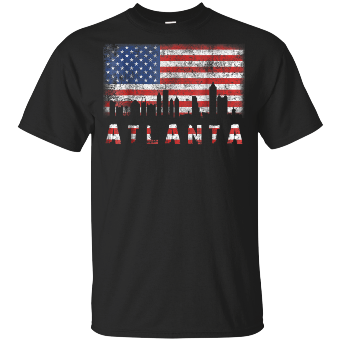 Vintage Retro American Flag Atlanta Georgia Skyline T Shirt G200b Ultra T-shirt