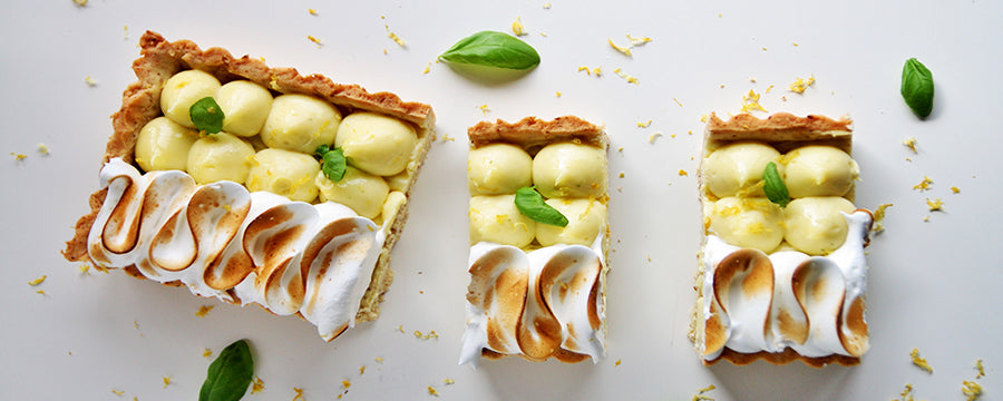 Lemon meringue pie in slices