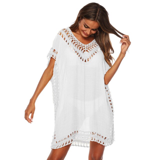 Sexy Solid White beach cover up sarong summer bikini cover-ups pareo b ...