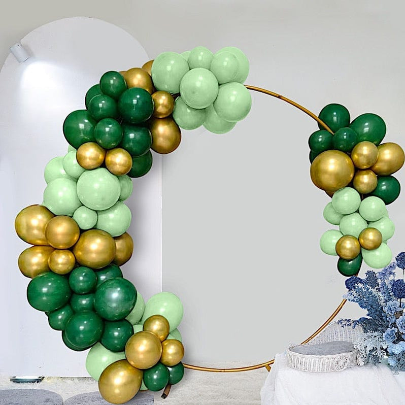 120 Assorted Latex Balloons Garland Arch Party Decorations Kit - Gold and Green