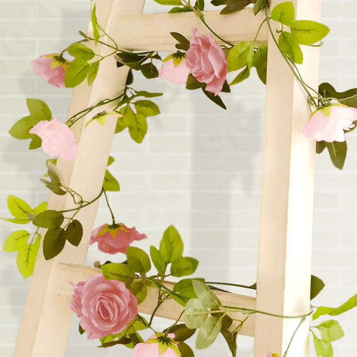 2 Silk 7 ft Artificial Rose Flowers Hanging Garlands