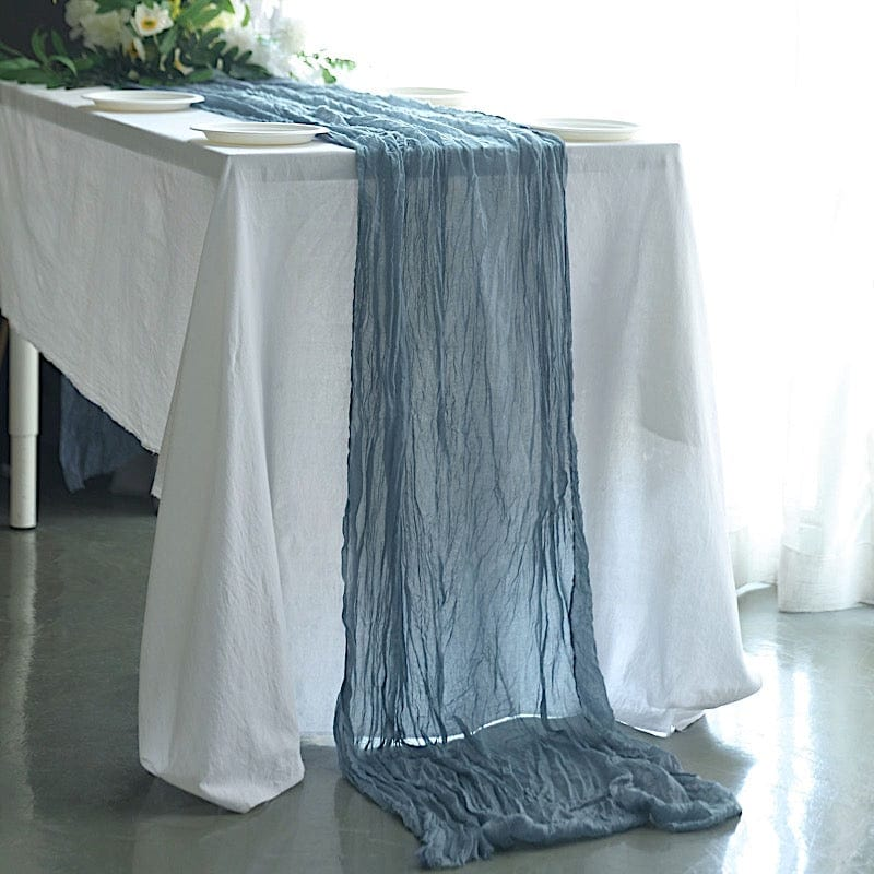 10 ft Cheesecloth Table Runner Cotton Wedding Linens - Dusty Blue