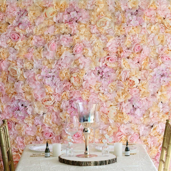 4 pcs Assorted Silk Flowers Wall Backdrop Panels