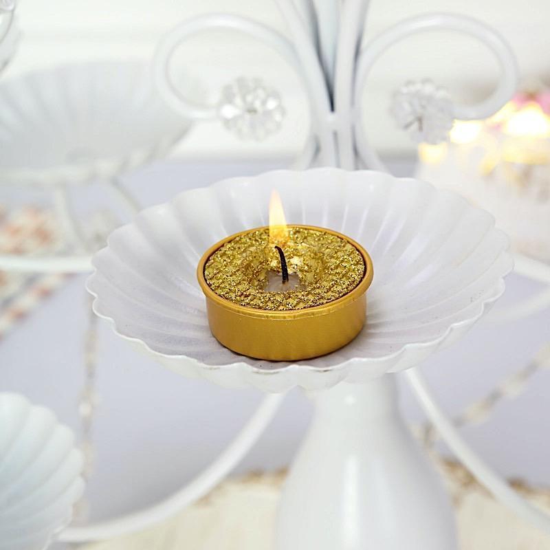 9 Tealight Unscented Candles Wedding Centerpieces - Gold