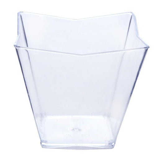 24 Clear 4 oz Square Plastic Dessert Cups with Lid and Spoon Set