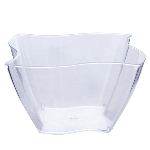 4 Pcs 32 oz Disposable Silver Rimmed Clear Plastic Bowls