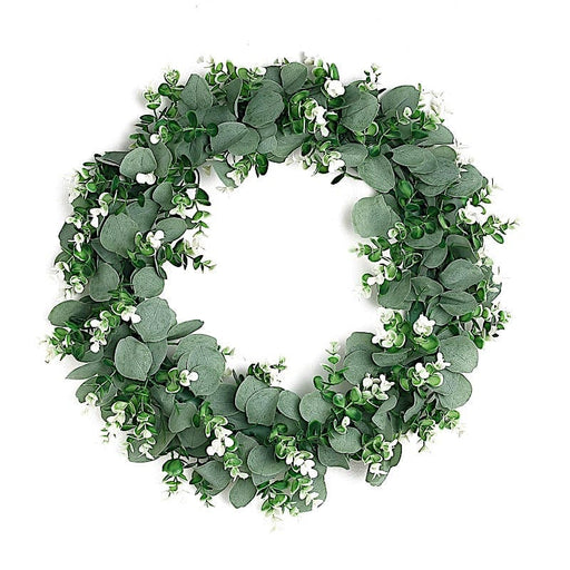 2 Green 22 in Wreaths Artificial Boxwood and Fern Leaves Candle Rings