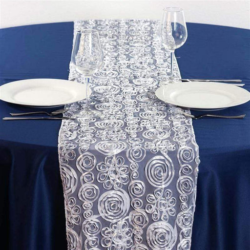 48x120 White Pearl Sheer Tulle Table Runner