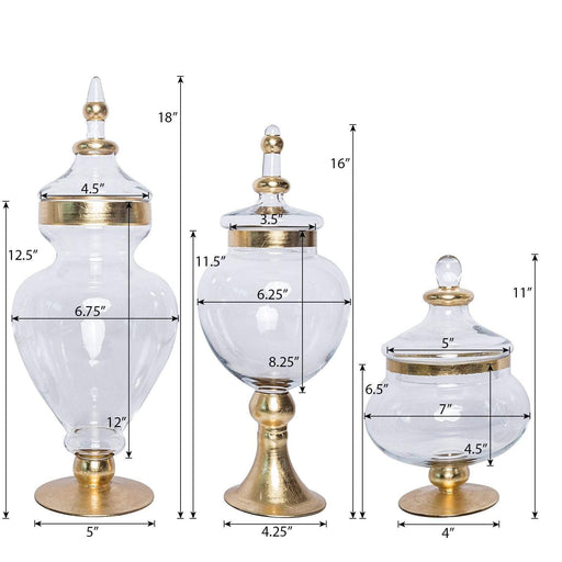 Balsacircle Clear 3 Pcs 9 inch 10 inch 11 inch Tall Glass Apothecary Jars with Lids - Wedding Party Candy Gift Packaging Decorations Supplies